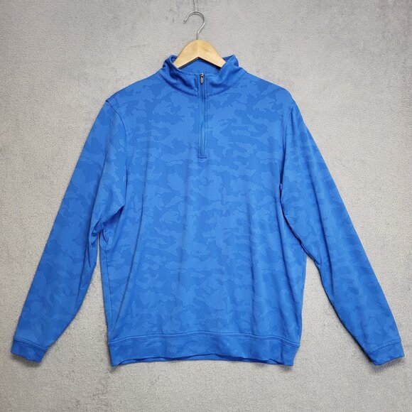 Peter Millar Other - Peter Millar Pullover Men's Medium Blue Camo Perth Performance Quarter Zip Golf